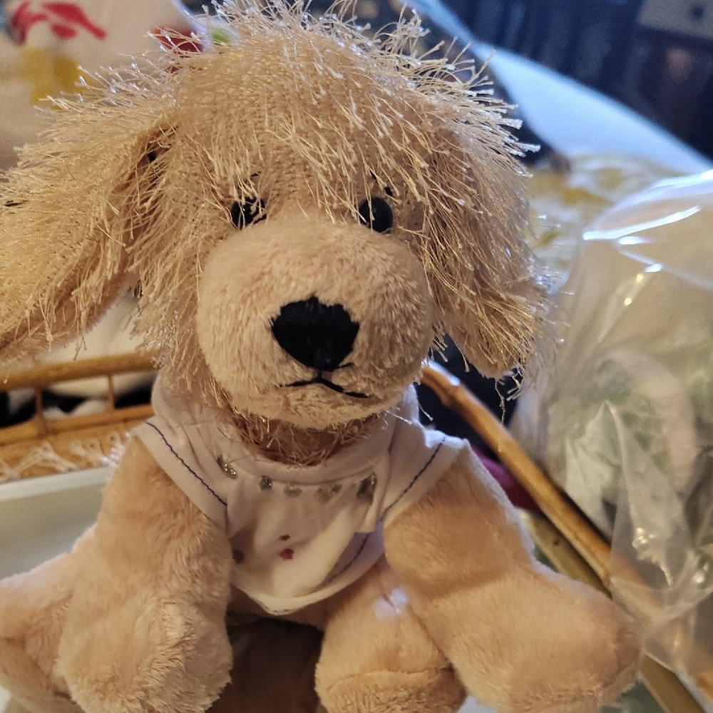 Vintage GANZ Furry Cream Dog Toy
